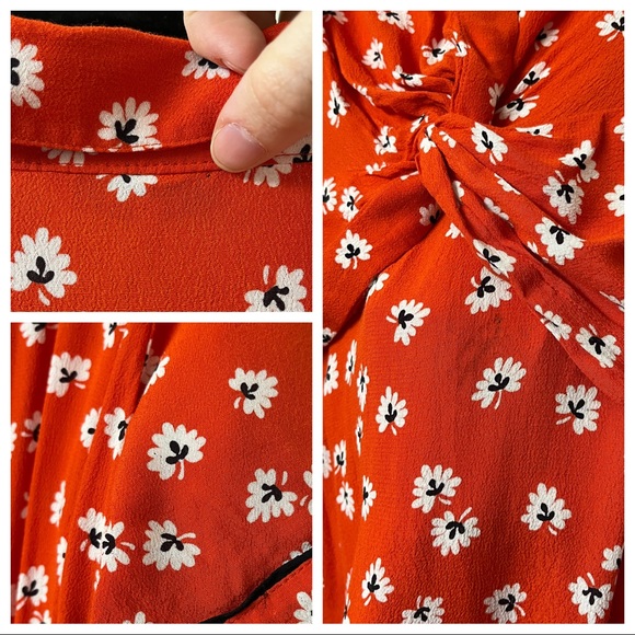 NWT Ganni Silvery Crepe Twist Dress in Big Apple Red Size 36 US Small 4 - Picture 9 of 11